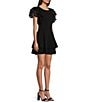 Color:Black - Image 3 - Flutter Sleeve Fit & Flare Mini Dress
