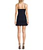 Color:Navy - Image 2 - Glitter Mesh Notched Sweetheart Neck Ruched Bodycon Mini Dress