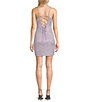 Color:Lilac - Image 2 - Glitter V-Neck Lace-Up Back Wrap Dress