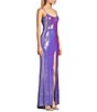 Color:Lavender - Image 3 - Iridescent Sequin Scoop Neck Side Slit Long Dress