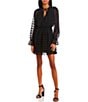 Color:Black - Image 1 - Large-Clip-Dot Long-Sleeve Fit-And-Flare Dress