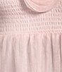 Color:Light Pink - Image 4 - Long Sleeve Rosette Shimmer Smocked Tiered Dress