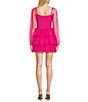 Color:Hot Pink - Image 2 - Long Sleeve Smocked Bodice Tiered Tulle Fit & Flare Dress