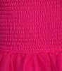 Color:Hot Pink - Image 4 - Long Sleeve Smocked Bodice Tiered Tulle Fit & Flare Dress