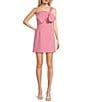 Color:Mauve/Pink - Image 1 - One Shoulder Bow Mini Dress