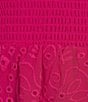 Color:Cerise Fuchsia - Image 3 - Puff Short Sleeve Chiffon Eyelet Smocked Bodice Dress
