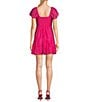 Color:Hot Pink - Image 5 - Puff Sleeve With Rosette Chocker Tiered Dress