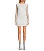 Color:White/Silver - Image 1 - Rhinestone Netting Long Sleeve Mini Dress