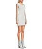 Color:White/Silver - Image 3 - Rhinestone Netting Long Sleeve Mini Dress