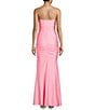 Color:Pink - Image 2 - Rosette Cut-Out Ruched Sleeveless Long Dress