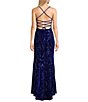 Color:Royal - Image 2 - Sequin Lace-Up Back Front Slit Long Dress