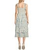 Color:Ivory/Blue - Image 2 - Sleeveless Floral Printed Tiered Midi Dress