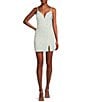 Color:Iridescent - Image 1 - Sleeveless Sequin On Velvet Deep V-Neckline Side Slit Bodycon Dress