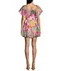 Color:Pink Multi - Image 2 - Solid Lawn Puff Sleeve Fit & Flare Dress