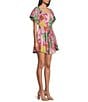 Color:Pink Multi - Image 3 - Solid Lawn Puff Sleeve Fit & Flare Dress
