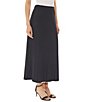 Color:Black - Image 3 - Soft Knit Pleated Pull-On Maxi Skirt