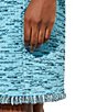 Color:Dew Blue/Haze/Black/White - Image 4 - Soft Knit Tweed Elastic No-Roll Waist Fringe Trim Coordinating Bermuda Shorts