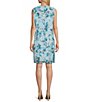 Color:Dew Blue/Multi - Image 2 - Woven Floral Sheer Crew Neck Sleeveless Sheath Dress