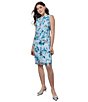 Color:Dew Blue/Multi - Image 5 - Woven Floral Sheer Crew Neck Sleeveless Sheath Dress