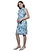 Color:Dew Blue/Multi - Image 6 - Woven Floral Sheer Crew Neck Sleeveless Sheath Dress