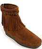Color:Brown - Image 1 - Concho Suede Fringe Boots