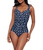 Color:Midnight Blue - Image 1 - Luminare Cherie Dot Print Sweetheart V-Wire One Piece Swimsuit
