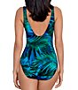 Color:Blue Multi - Image 2 - Palm Reeder Revele Surplice V-Neck One Piece Swimsuit