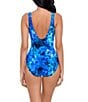 Color:Blue Multi - Image 2 - Sous Marine Revele Printed V-Neck Underwire Shaping One Piece Swimsuit