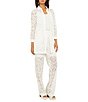 Color:White - Image 3 - Lace Woven Point Collar Long Sleeve Button-Front Jacket