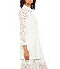 Color:White - Image 5 - Lace Woven Point Collar Long Sleeve Button-Front Jacket