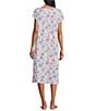Color:Pink/Blue Print - Image 2 - Micro Velvet Long Floral Print Nightgown
