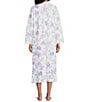 Color:Lavender Flowers - Image 2 - Petite Size Floral Quilt-In-Knit Long Sleeve Zip Front Robe