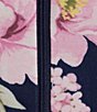 Color:Pink Roses - Image 3 - Rose Print Interlock Knit Stand Collar 3/4 Sleeve Side Pocket Long Zip-Front Robe