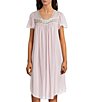 Color:Pink - Image 1 - Silk Essence Solid Short Nightgown