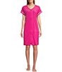 Color:Fuchsia - Image 1 - Stretch Terry Short Zip-Front Robe