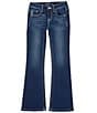 Color:Dark Blue - Image 2 - Big Girls 7-16 Lace Detailed Pocket Bootcut Jeans