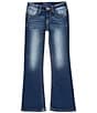 Color:Dark Blue - Image 2 - Big Girls 7-16 Turquoise Detailed Pocket Bootcut Jeans