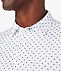 Color:White - Image 3 - Trim Fit Performance Stretch Squares Print Short Sleeve Polo Shirt