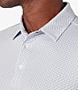 Color:White - Image 3 - Trim Fit Performance Stretch Triangle Geometric Print Short Sleeve Polo Shirt