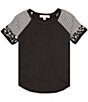 Color:Black - Image 1 - Big Girls 7-16 Raglan Short Sleeve Colorblock T-Shirt