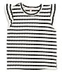 Color:Cream/Black - Image 1 - Big Girls 7-16 Sleeveless Ruffle Striped Tank Top