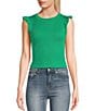 Color:Kelly - Image 1 - Ribbed Ruffle Sleeve Top