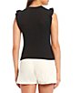 Color:Black - Image 2 - Ribbed Ruffle Sleeve Top