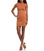 Color:Rust - Image 1 - Short Sleeve Mock Neck Bodycon Dress