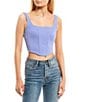Color:Deeper Periwinkle - Image 1 - Square Neck Cropped Corset Top