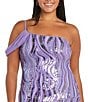Color:Lavendar - Image 3 - One Shoulder Long Tiered Pattern Sequin Dress
