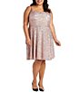 Color:Rose - Image 1 - Plus Sleeveless Adjustable Spaghetti Straps Short Sequin Skater Dress