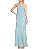 Color:Baby Blue - Image 1 - Sequin Pattern Strapless Long Dress