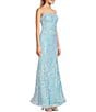 Color:Baby Blue - Image 3 - Sequin Pattern Strapless Long Dress