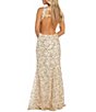 Color:Gold - Image 2 - Sleeveless V-Neck Long Deco Pattern Sequin Long Dress